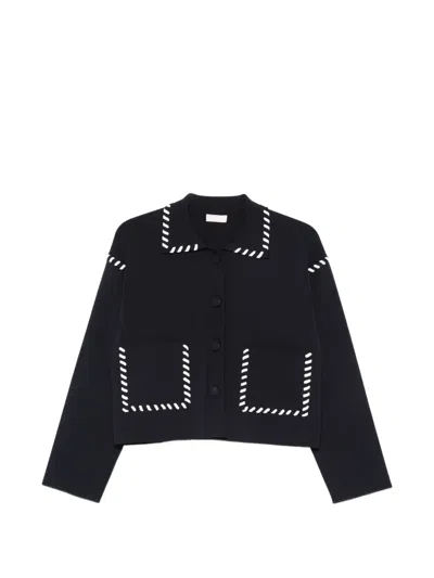 Liu •jo Contrast-trim Jacket In Black