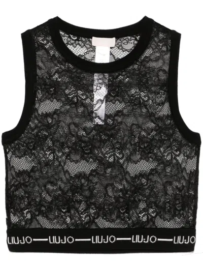 Liu •jo Corded-lace Tank Top In Black