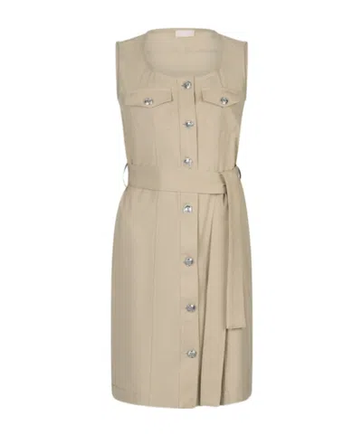 Liu •jo Cotton-blend Dress In Nude