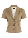 Liu •jo Liu Jo Tailored Green Jacket With Belted Waist In Neutrals
