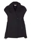Liu •jo Adjustable Drawstring Waist Vest With Gold Hardware In Black