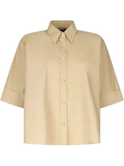 Liu •jo Cotton Boxy Shirt In Neutrals