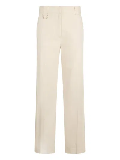 Liu •jo Cotton Chino Trousers In Neutral