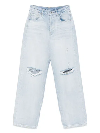 LIU •JO COTTON  JEANS LIGHT BLUE DENIM WITH RIPS
