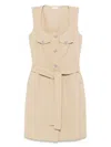 Liu •jo Cotton Mini Dress In Neutrals