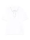 Liu •jo Cotton Polo In White With Rhinestones In White