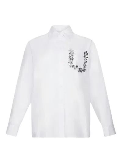 Liu •jo Cotton Shirt With Rhinestones In White