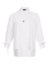 Liu •jo White Poplin Shirt With Jewel Detail In White
