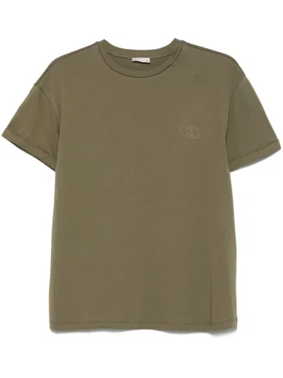 Liu •jo Cotton T-shirt In Olive Green