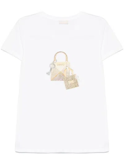 Liu •jo Cotton T-shirt In White With Print In M9568