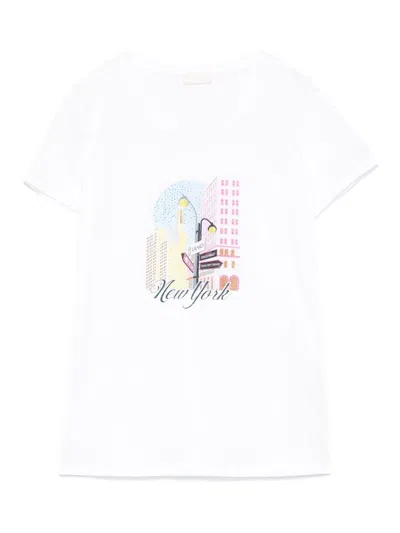 Liu •jo Cotton T-shirt In White With Print In M9566
