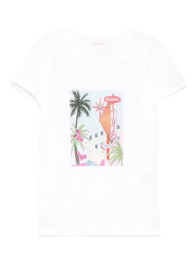 Liu •jo Cotton T-shirt In White With Print In M9565
