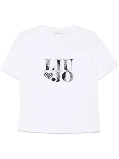 LIU •JO COTTON T-SHIRT IN WHITE WITH PRINT