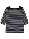 Liu •jo Cotton T-shirt With Black And White Stripes In Black