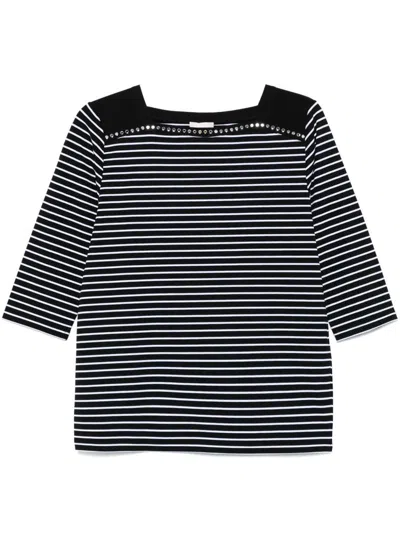 Liu •jo Cotton T-shirt With Black And White Stripes In Multi