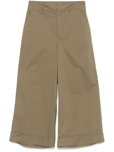 Liu •jo Cotton Trousers In Green