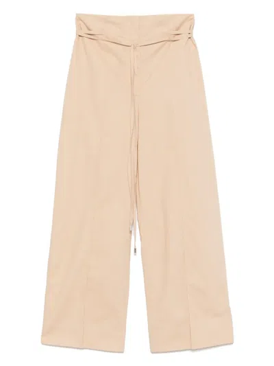Liu •jo Cotton Trousers In Neutrals
