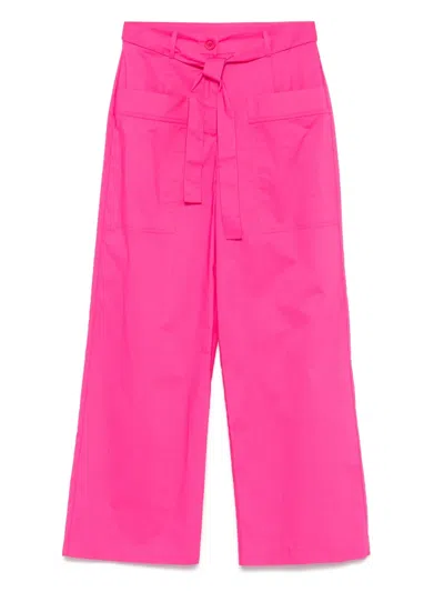 Liu •jo Cotton Trousers In Pink