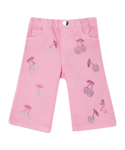 Liu •jo Cotton Trousers With Rhinestones In Pink