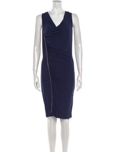 Pre-owned Liu •jo Cowl Neck Knee-length Dress In Blue