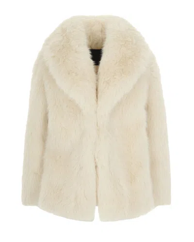 LIU •JO CREAM FAUX FUR COAT