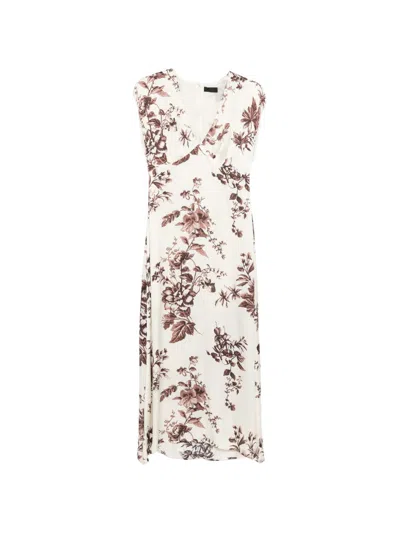 Liu •jo Cream Floral Print V-neck Maxi Dress In White