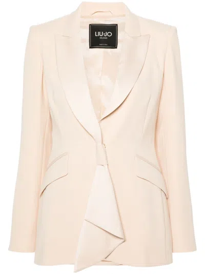 Liu •jo Crepe Blazer In Neutrals
