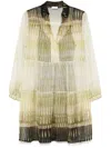 Liu •jo Liu Jo Tiered Mini Dress With Button-down Front In Green