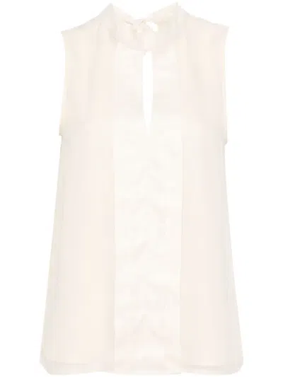 Liu •jo Crepe Pleated Blouse In Neutrals