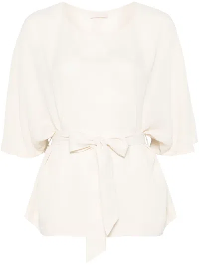 Liu •jo Crepe T-shirt In Neutrals