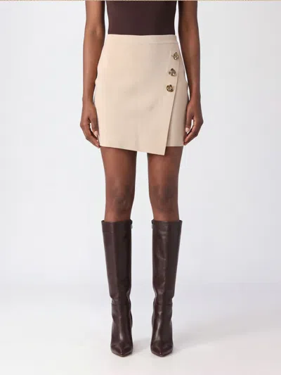 Liu •jo Liu Jo Crêpe Wrap Mini Skirt With Asymmetrical Hem In Yellow Cream