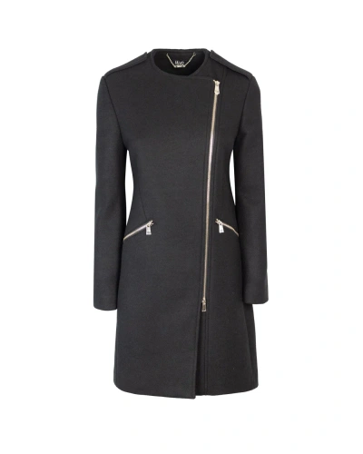 Liu •jo Crew-neck Coat With Zip In Black