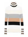 Liu •jo Striped Turtleneck Sweater In White
