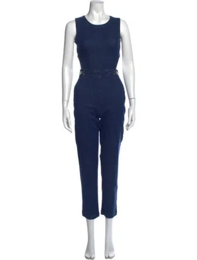 Pre-owned Liu •jo Crew Neck Jumpsuit In Blue