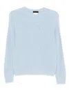 Liu •jo Liu Jo Textured Knit Sweater With Crew Neck In Blue