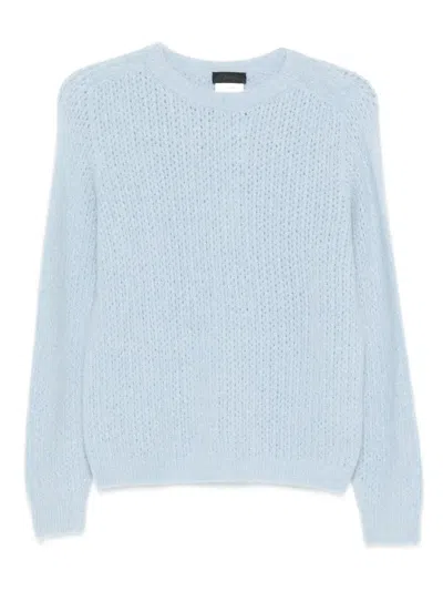 Liu •jo Liu Jo Textured Knit Sweater With Crew Neck In Blue