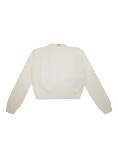 Liu •jo Kids' Crew-neck Knit Sweater In White