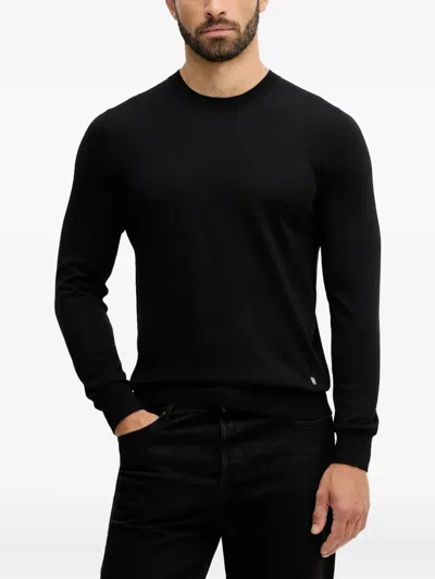 Liu •jo Crew-neck Logo-plaque Sweater In Black