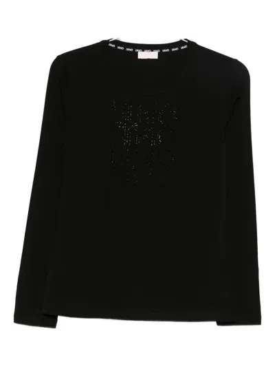 Liu •jo Crew-neck Long Sleeve T-shirt In Black
