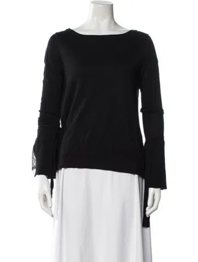 Pre-owned Liu •jo Crew Neck Long Sleeve Top In Black
