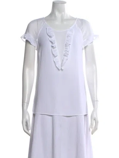 Pre-owned Liu •jo Crew Neck Short Sleeve Top In White