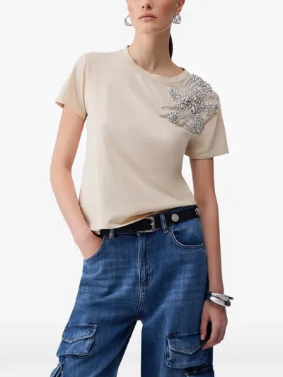 Liu •jo Crew-neck T-shirt In Neutral