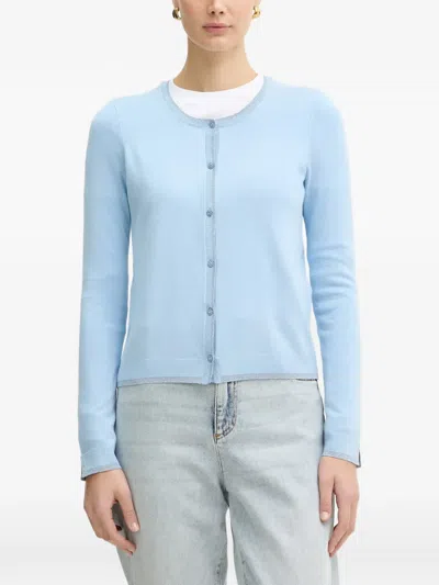 Liu •jo Crew-neck Cardigan In Blue
