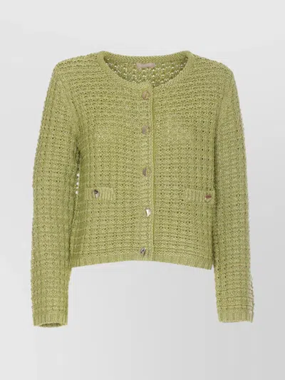 Liu •jo Crewneck Cropped Length Jacket In Green
