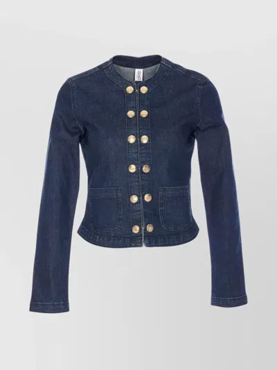 LIU •JO CREWNECK DENIM JACKET FRONTAL POCKETS