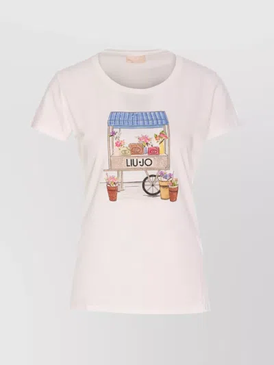 Liu •jo Crewneck Graphic Print Logo T-shirt In White