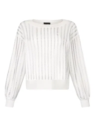 Liu •jo Liu Jo Crewneck Puff Sleeve Sweater In White