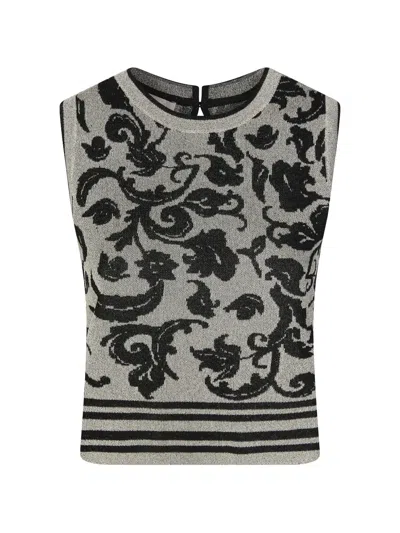 Liu •jo Crew-neck Ribbed-knit Vest In Gray