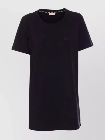 Liu •jo Crewneck T-shirt Button Embellishments In Black