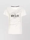 Liu •jo Crewneck T-shirt With Frontal Strass And Graphic Print